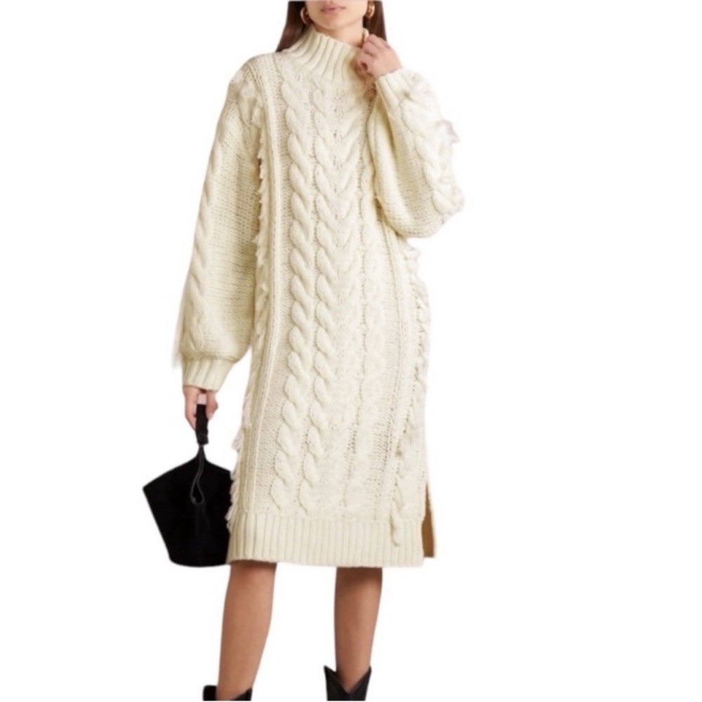 FARM Rio Cream Cable Knit Midi Dress